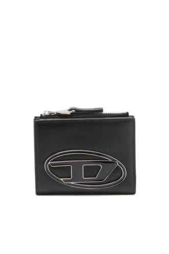 1DR bi-fold zip ii Portofel mic din piele cu placă cu logo