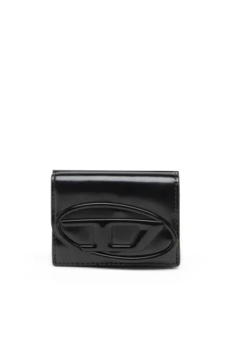 1DR tri fold coin xs ii Portofel triplu pliabil din piele oglindită