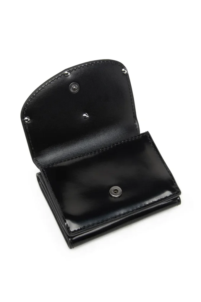 1DR tri fold coin xs ii Portofel triplu pliabil din piele oglindită