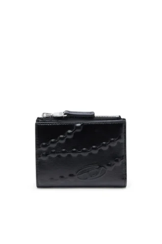 bi-fold zip ii Portofel din piele cu motiv lanț în relief