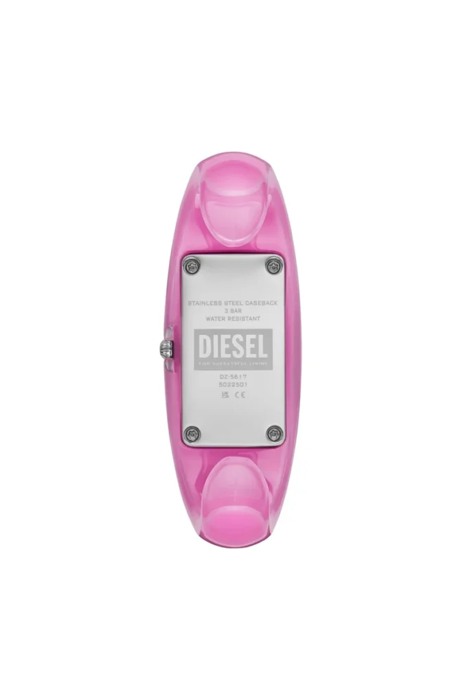 Ceas Diesel Wonder-D cu două ace, din rășină de nailon roz