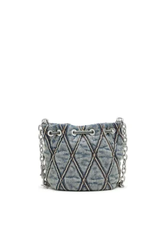 charm-d bucket s Geantă tip sac Charm-D S-Mini din denim matlasat cu model argyle