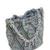 charm-d bucket s Geantă tip sac Charm-D S-Mini din denim matlasat cu model argyle