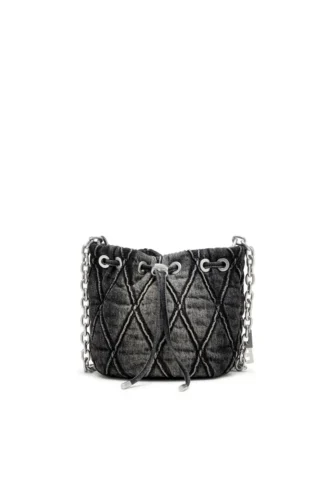 charm-d bucket s Geantă tip sac Charm-D S-Mini din denim matlasat tratat