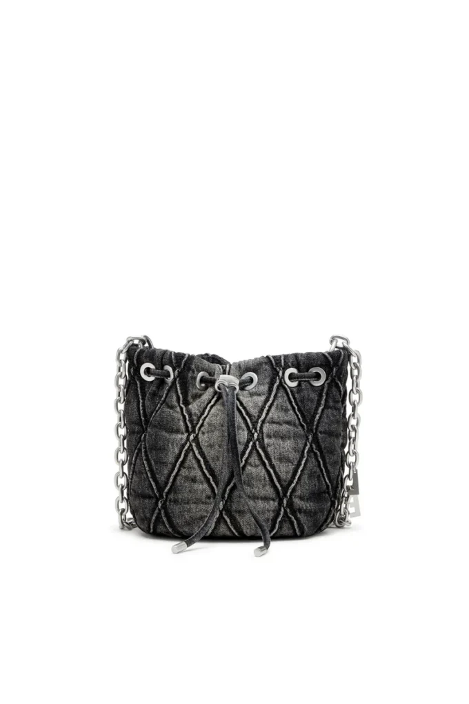 charm-d bucket s Geantă tip sac Charm-D S-Mini din denim matlasat tratat