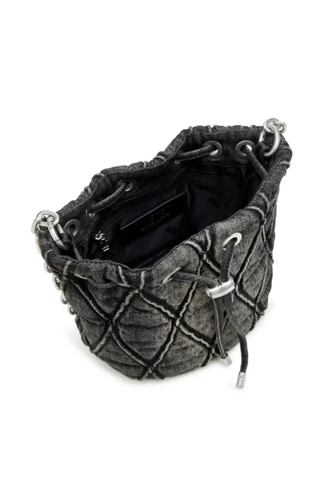 charm-d bucket s Geantă tip sac Charm-D S-Mini din denim matlasat tratat