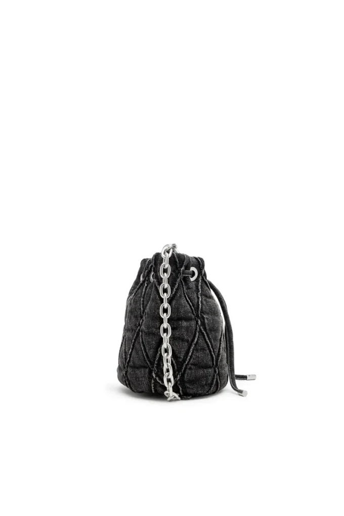 charm-d bucket s Geantă tip sac Charm-D S-Mini din denim matlasat tratat
