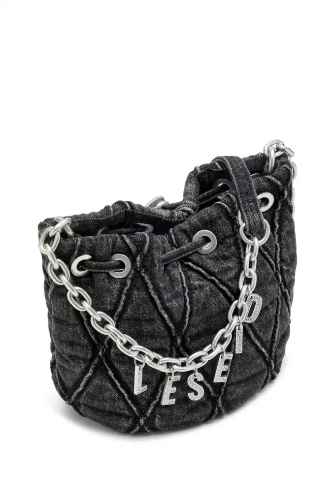 charm-d bucket s Geantă tip sac Charm-D S-Mini din denim matlasat tratat