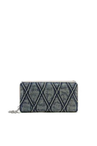 Charm-D continental zip l Portofel cu fermoar din denim matlasat Argyle