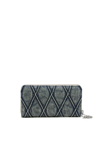 Charm-D continental zip l Portofel cu fermoar din denim matlasat Argyle