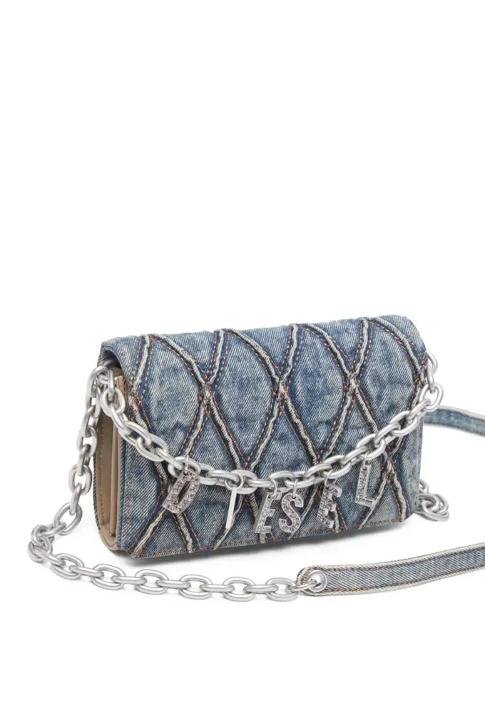 Charm-D curea pentru portofel Portofel din denim matlasat cu model argyle