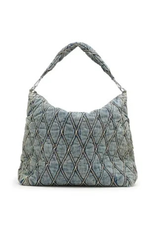 charm-d hobo Geantă Charm-D-Large din denim matlasat cu model argyle