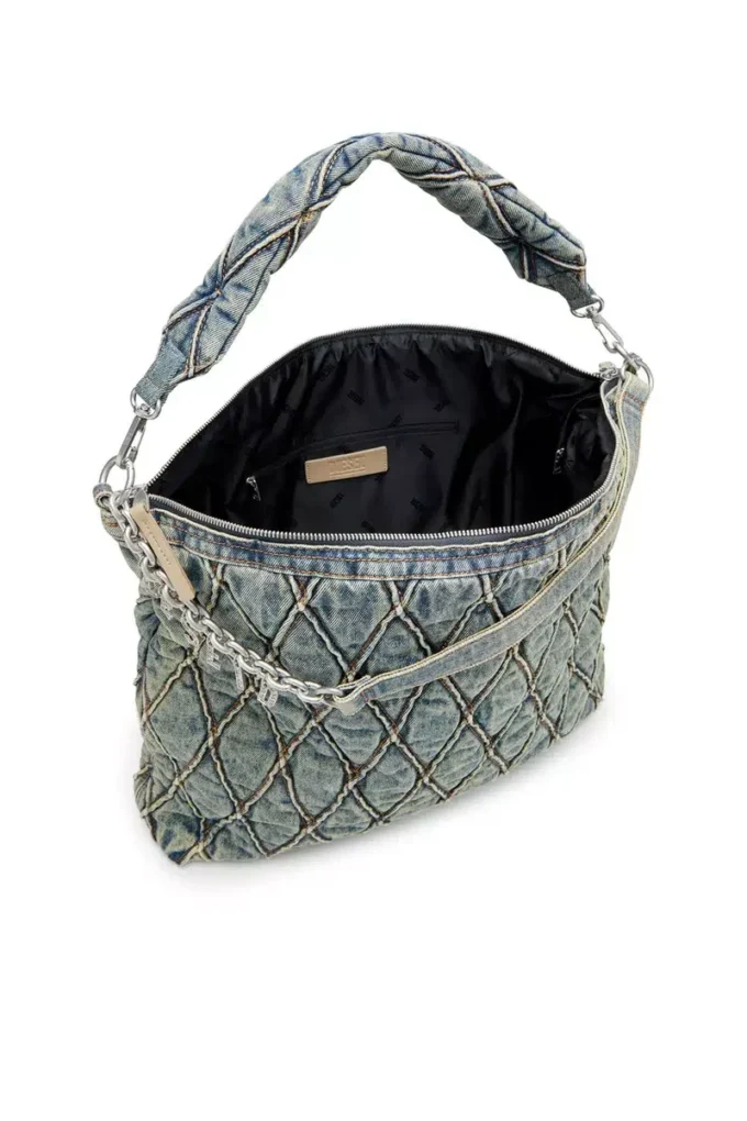 charm-d hobo Geantă Charm-D-Large din denim matlasat cu model argyle