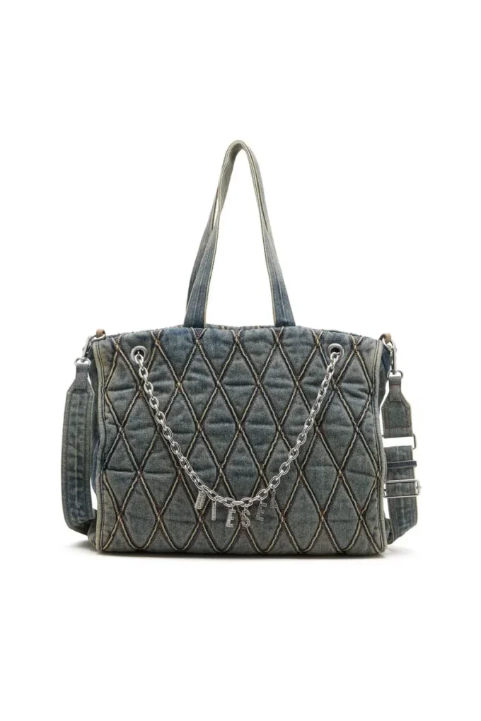 charm-d shopper Geantă Charm-D-Tote din denim matlasat Argyle charm-d shopper Geantă Charm-D-Tote din denim matlasat Argyle