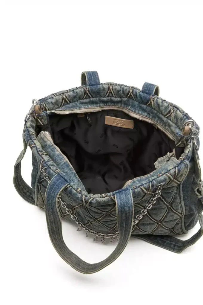 charm-d shopper Geantă Charm-D-Tote din denim matlasat Argyle charm-d shopper Geantă Charm-D-Tote din denim matlasat Argyle