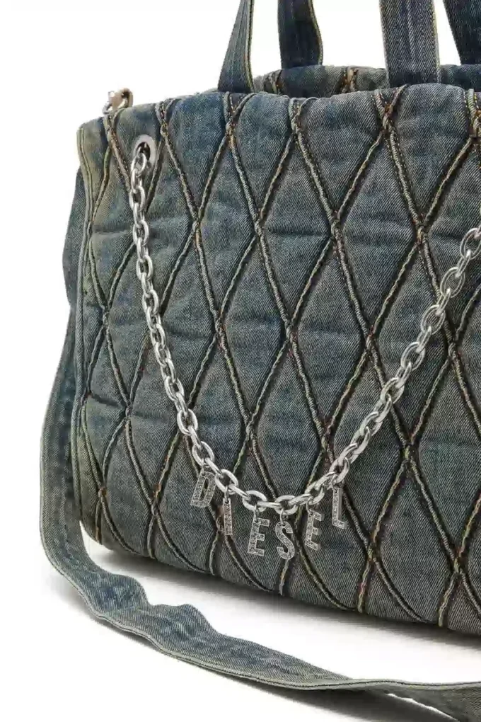 charm-d shopper Geantă Charm-D-Tote din denim matlasat Argyle charm-d shopper Geantă Charm-D-Tote din denim matlasat Argyle