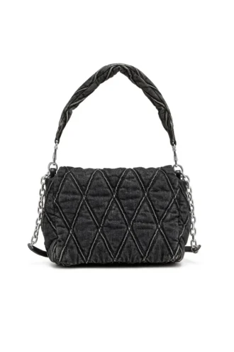 charm-d shoulder m Geantă de umăr Charm-D M din denim matlasat