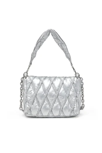 charm-d shoulder m Geantă de umăr Charm-D M din nailon metalizat matlasat