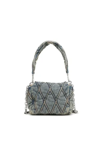 charm-d shoulder s Geantă de mână Charm-D S-Small din denim matlasat