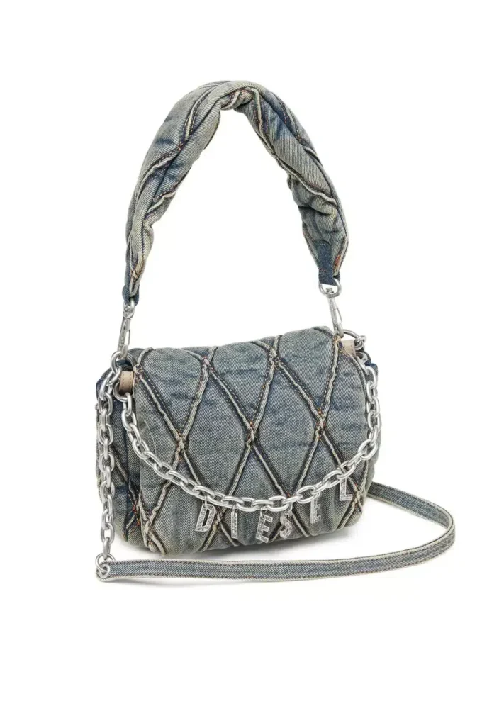 charm-d shoulder s Geantă de mână Charm-D S-Small din denim matlasat