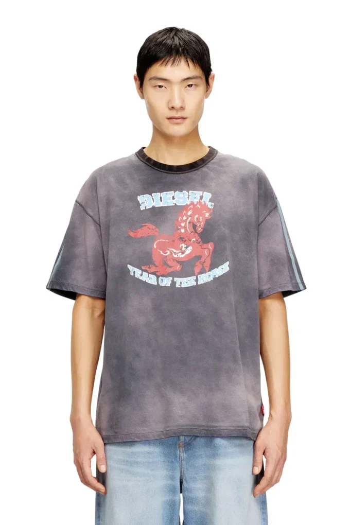 cl-t-boxt-horse Tricou din bumbac cu imprimeu grafic cu cal cl-t-boxt-horse Tricou din bumbac cu imprimeu grafic cu cal