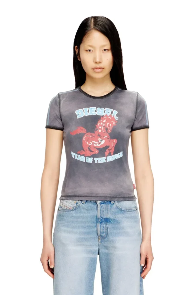 cl-t-uncutie-horse Tricou din bumbac elastic cu imprimeu grafic cu cal cl-t-uncutie-horse Tricou din bumbac elastic cu imprimeu grafic cu cal