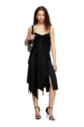 d-ancer Rochie din satin cu volane tăiate brut