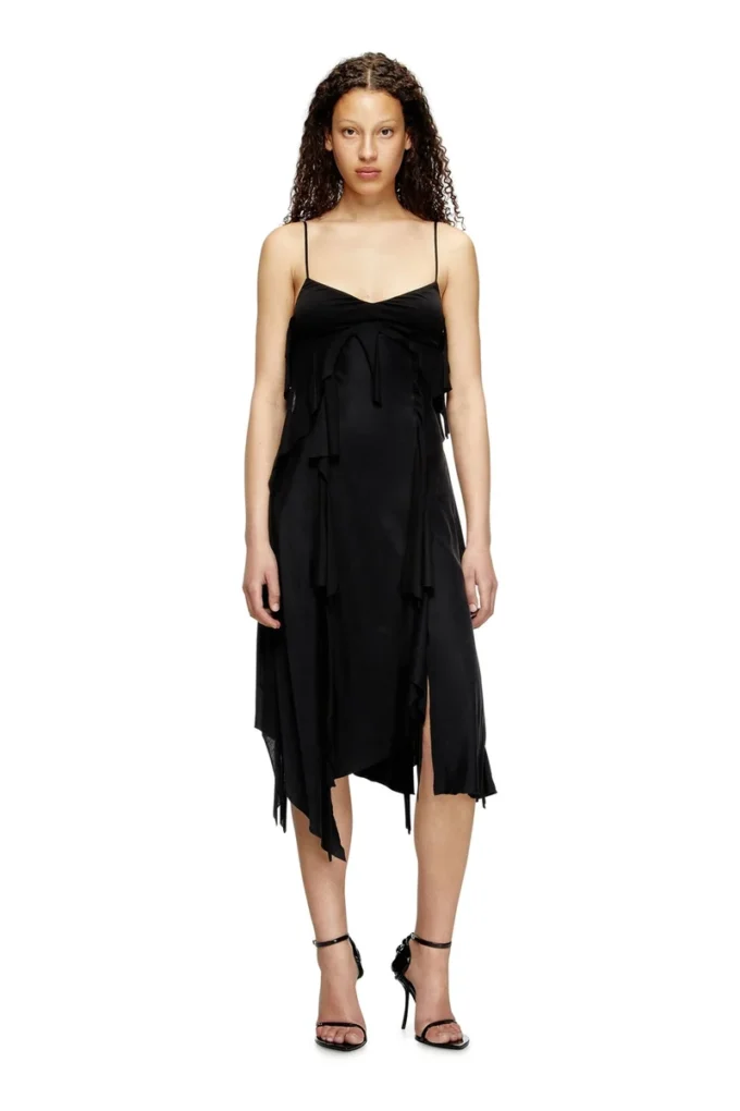 d-ancer Rochie din satin cu volane tăiate brut d-ancer Rochie din satin cu volane tăiate brut