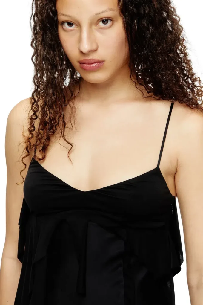 d-ancer Rochie din satin cu volane tăiate brut d-ancer Rochie din satin cu volane tăiate brut