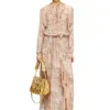 d-azzling-r1 Rochie maxi cu volane din șifon camuflat d-azzling-r1 Rochie maxi cu volane din șifon camuflat