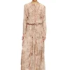 d-azzling-r1 Rochie maxi cu volane din șifon camuflat d-azzling-r1 Rochie maxi cu volane din șifon camuflat