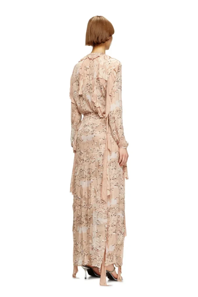 d-azzling-r1 Rochie maxi cu volane din șifon camuflat d-azzling-r1 Rochie maxi cu volane din șifon camuflat
