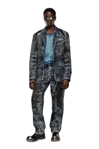 d-bla-dev-fse Blazer din denim devoré cu dungi