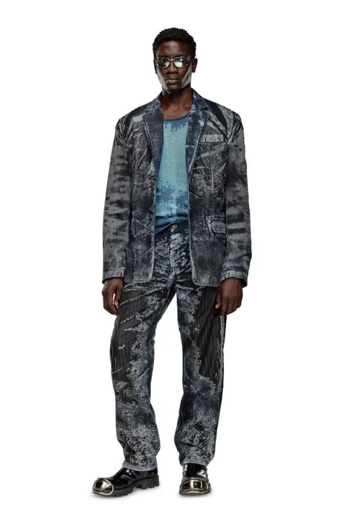 d-bla-dev-fse Blazer din denim devoré cu dungi d-bla-dev-fse Blazer din denim devoré cu dungi