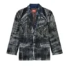 d-bla-dev-fse Blazer din denim devoré cu dungi d-bla-dev-fse Blazer din denim devoré cu dungi