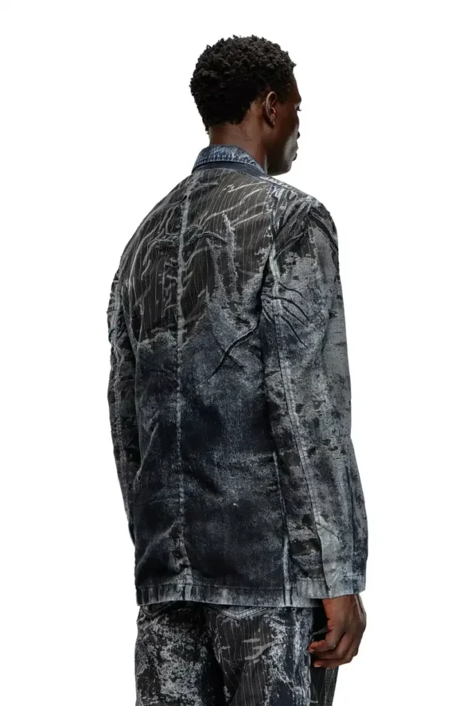 d-bla-dev-fse Blazer din denim devoré cu dungi d-bla-dev-fse Blazer din denim devoré cu dungi