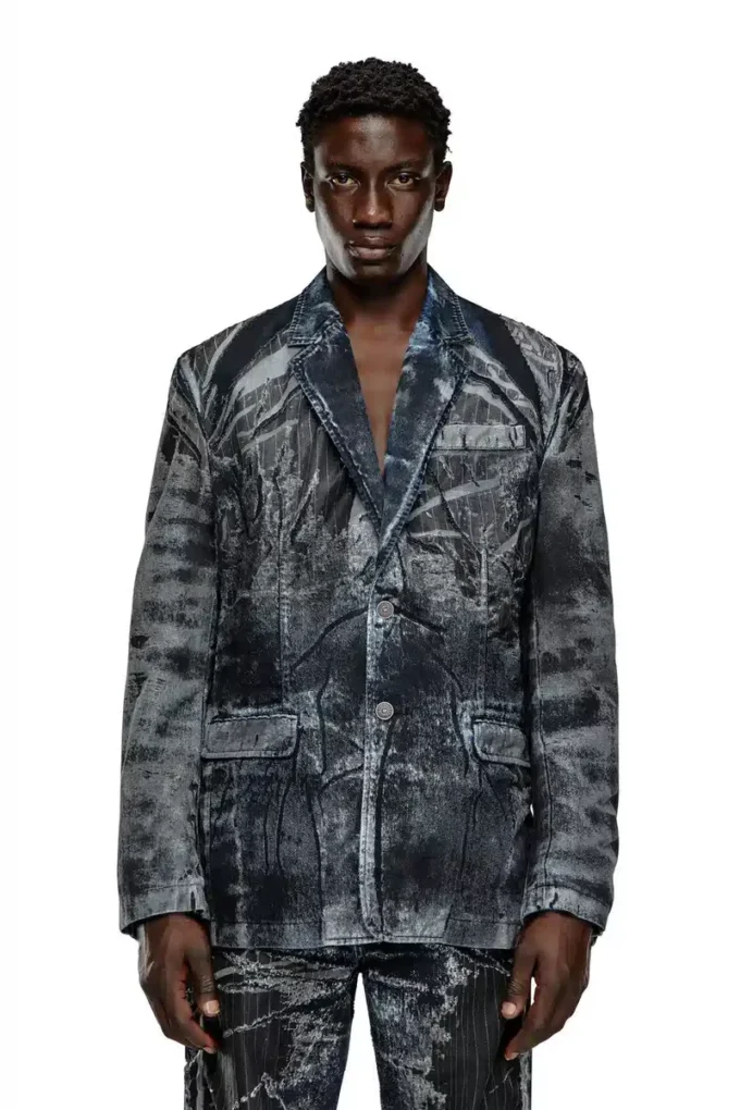 d-bla-dev-fse Blazer din denim devoré cu dungi d-bla-dev-fse Blazer din denim devoré cu dungi