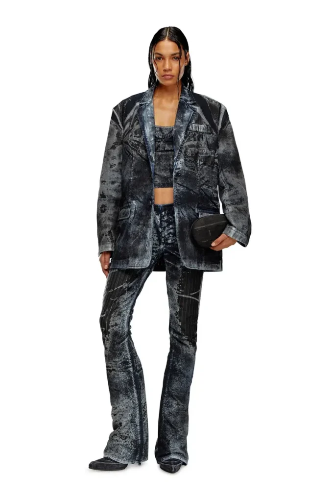d-bla-dev-fse Blazer din denim devoré cu dungi d-bla-dev-fse Blazer din denim devoré cu dungi