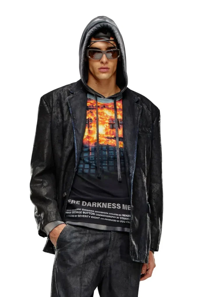 d-bla-fse Blazer din denim cu finisaj craquelé d-bla-fse Blazer din denim cu finisaj craquelé
