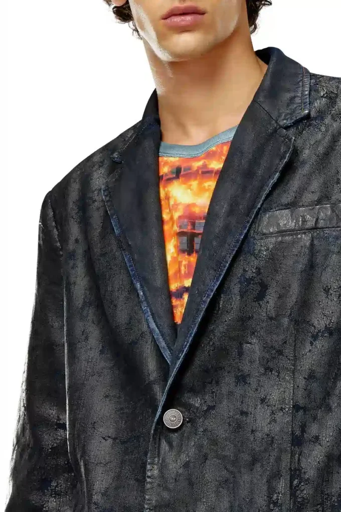 d-bla-fse Blazer din denim cu finisaj craquelé d-bla-fse Blazer din denim cu finisaj craquelé