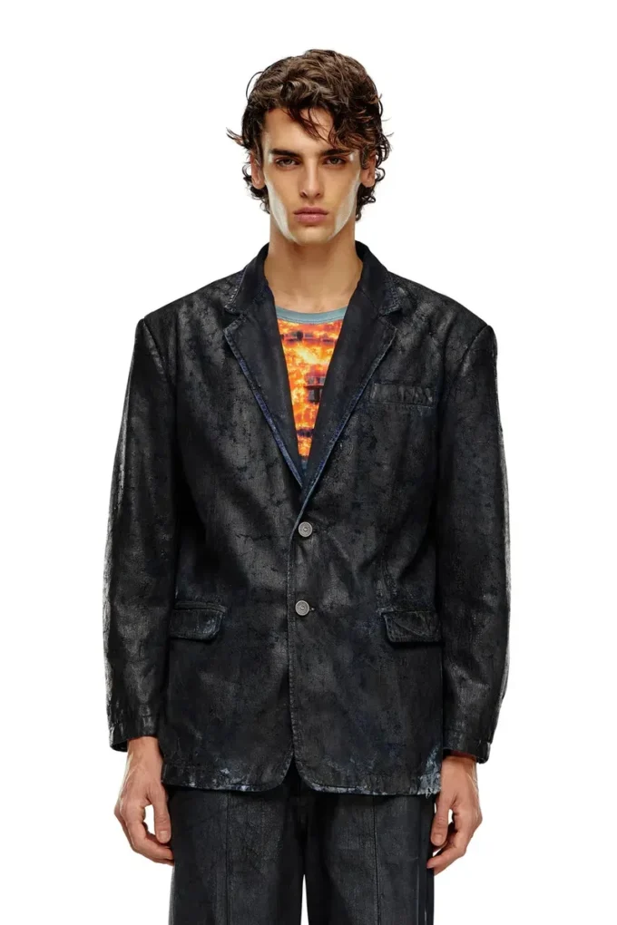 d-bla-fse Blazer din denim cu finisaj craquelé d-bla-fse Blazer din denim cu finisaj craquelé