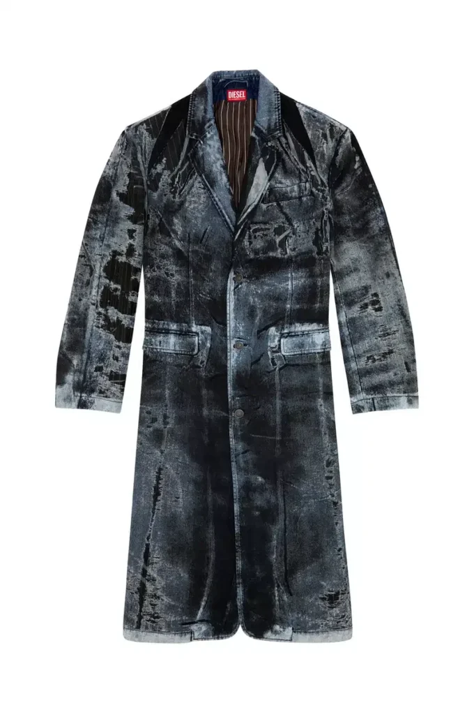 d-bla-long-dev-fse Palton din denim devoré cu dungi subțiri d-bla-long-dev-fse Palton din denim devoré cu dungi subțiri