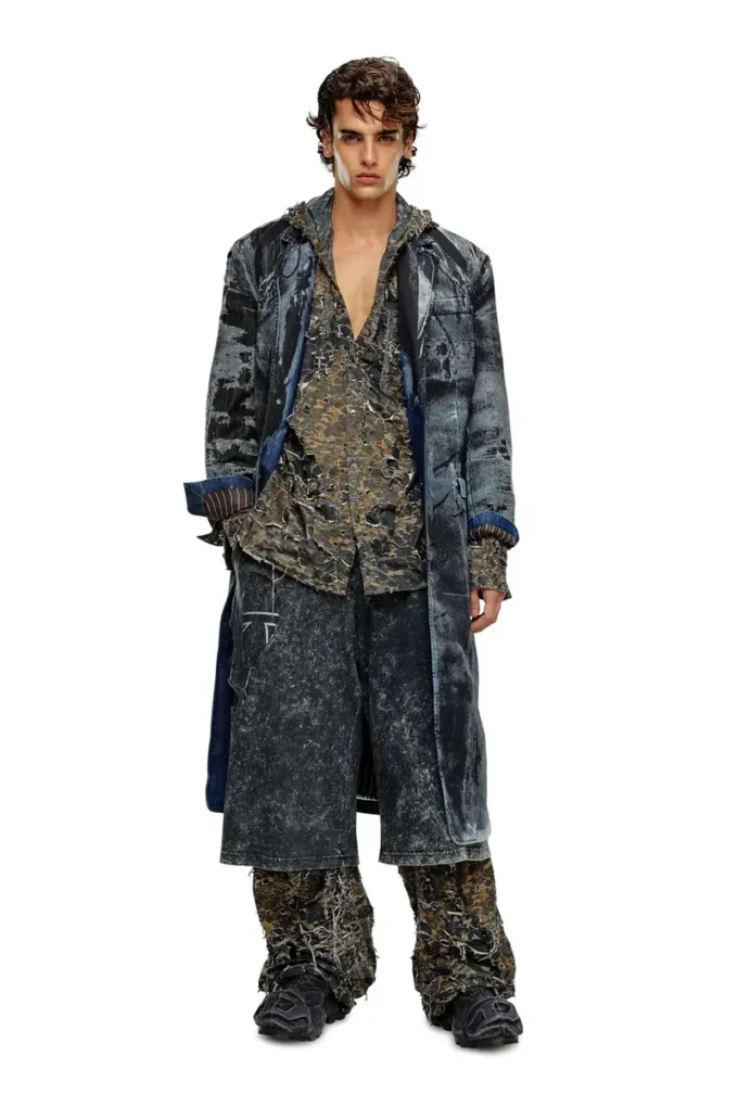 d-bla-long-dev-fse Palton din denim devoré cu dungi subțiri d-bla-long-dev-fse Palton din denim devoré cu dungi subțiri