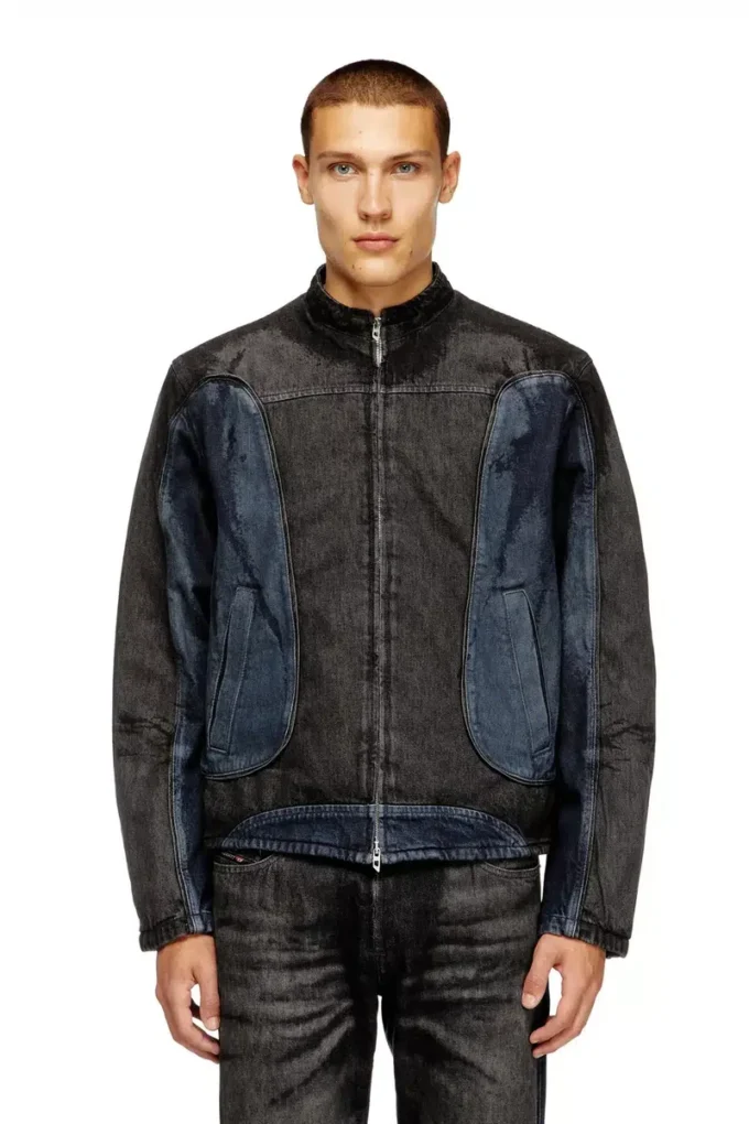 d-blenk-s Jachetă în stil biker din denim bicolor d-blenk-s Jachetă în stil biker din denim bicolor
