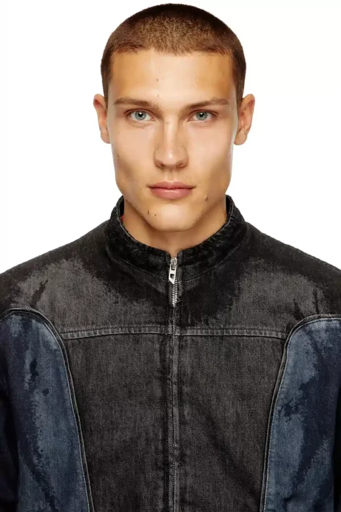 d-blenk-s Jachetă în stil biker din denim bicolor d-blenk-s Jachetă în stil biker din denim bicolor