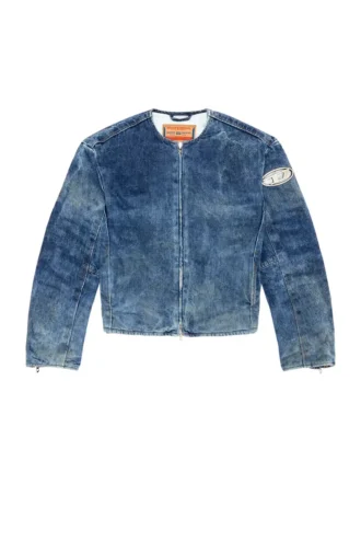 d-calur-fse Jachetă din denim cu detalii fermoar în stil motociclist