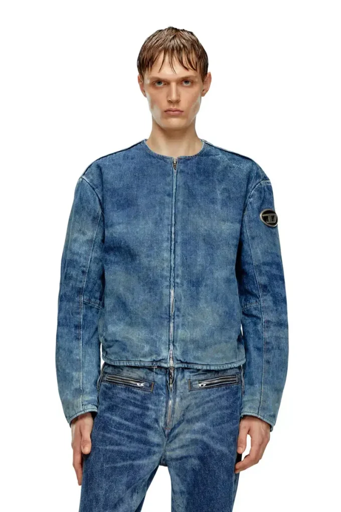 d-calur-fse Jachetă din denim cu detalii fermoar în stil motociclist d-calur-fse Jachetă din denim cu detalii fermoar în stil motociclist