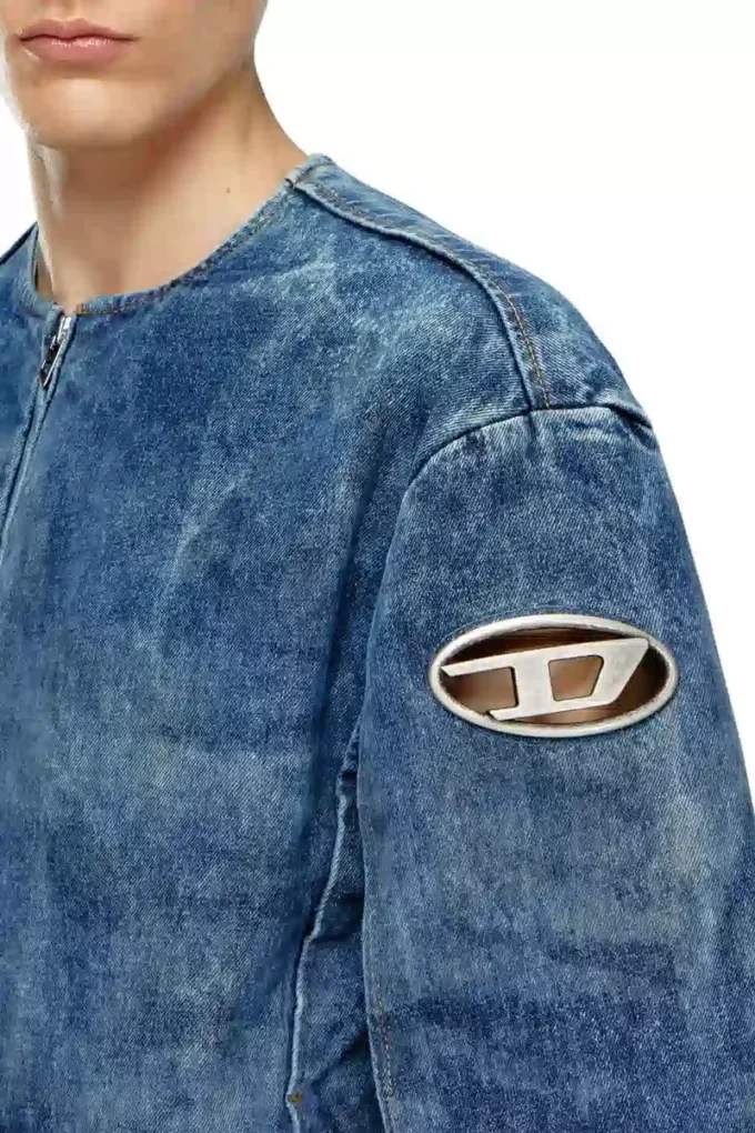 d-calur-fse Jachetă din denim cu detalii fermoar în stil motociclist d-calur-fse Jachetă din denim cu detalii fermoar în stil motociclist