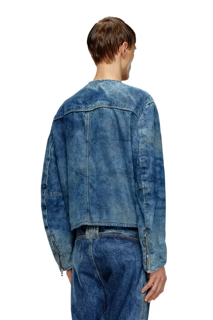 d-calur-fse Jachetă din denim cu detalii fermoar în stil motociclist d-calur-fse Jachetă din denim cu detalii fermoar în stil motociclist