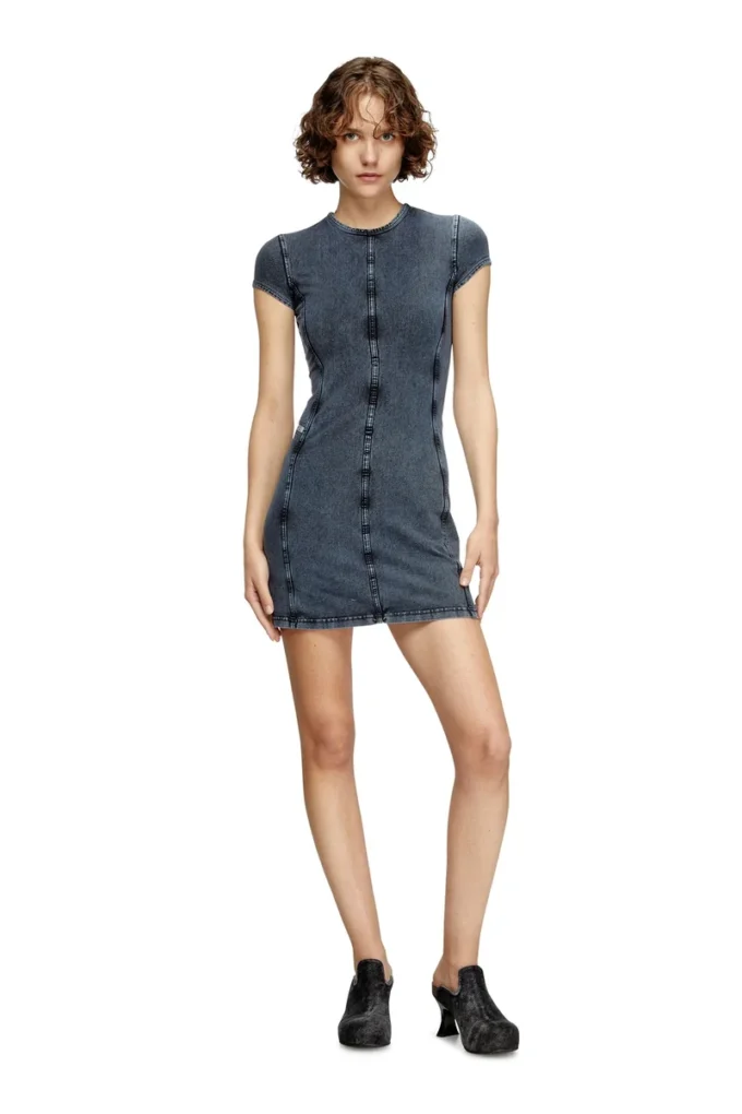 d-cupsleeves Rochie mini din jersey cu aspect denim d-cupsleeves Rochie mini din jersey cu aspect denim